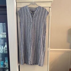 Jones New York Navy and White Striped Top